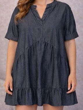 Women's Dark Gray Plus Size Denim Dress - Size 3X